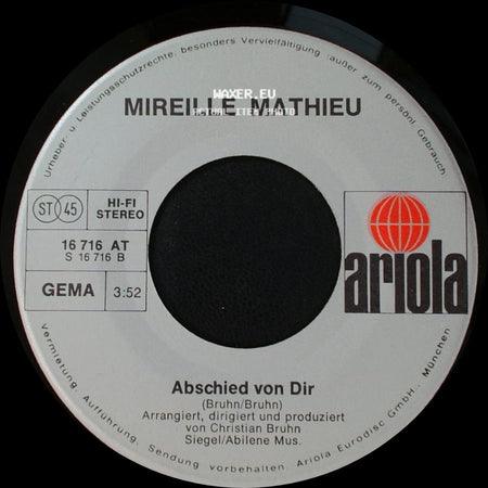 Mireille Mathieu - Aloa-He / Abschied Von Dir side B