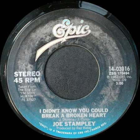 Joe Stampley - I Just Can't Get Over You / I Didn't Know You Could Break A Broken Heart side B