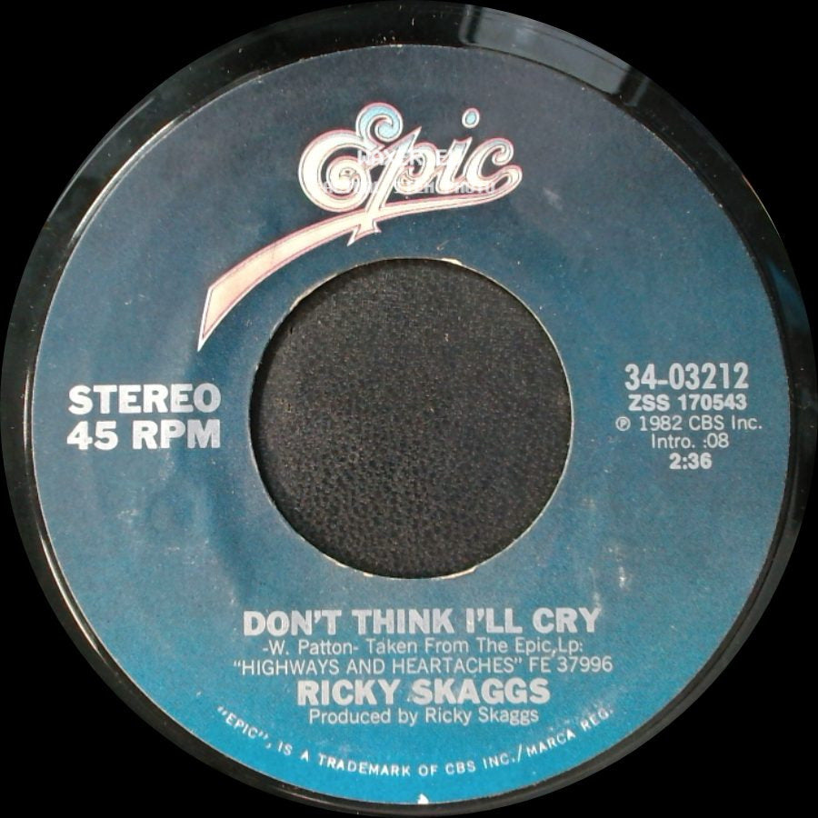 Ricky Skaggs - Heartbroke / Don't Think I'll Cry side B