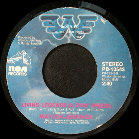 Waylon Jennings - Living Legends (A Dyin' Breed) / Breakin' Down (New Mix) side A