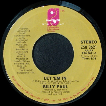 Billy Paul - Let 'em In / We All Got A Mission side A