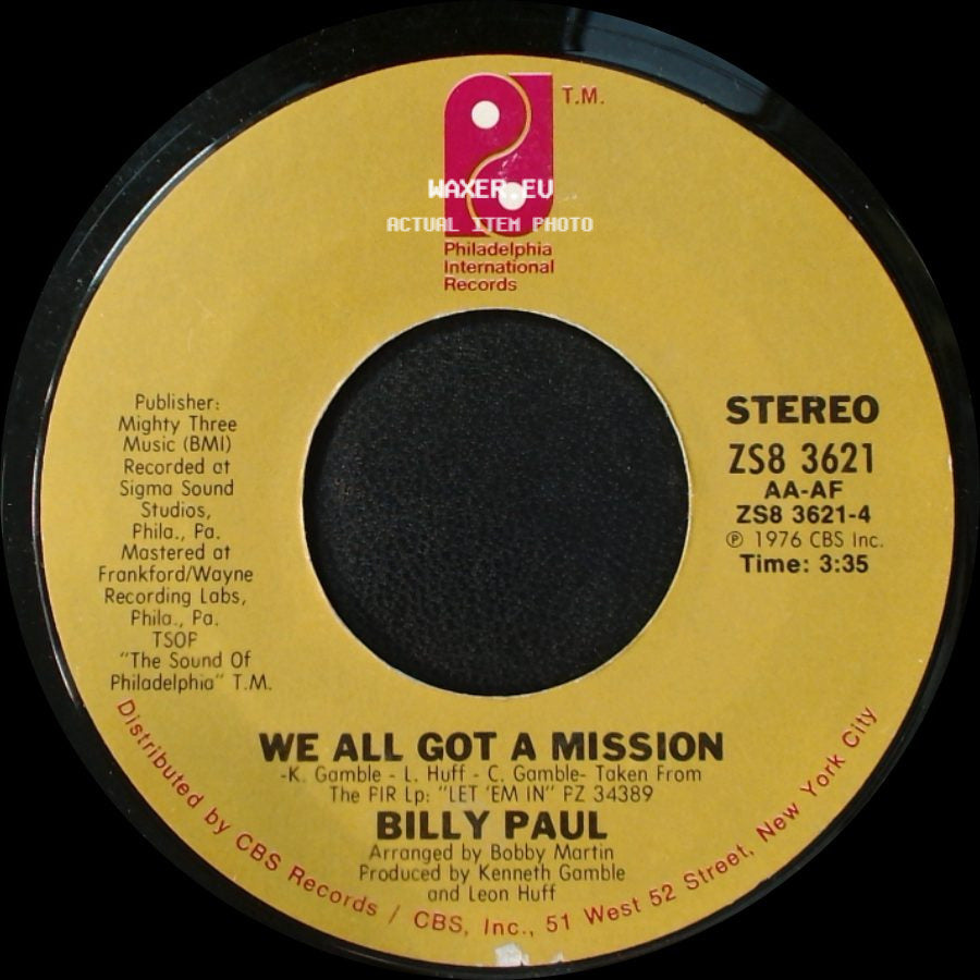 Billy Paul - Let 'em In / We All Got A Mission side B
