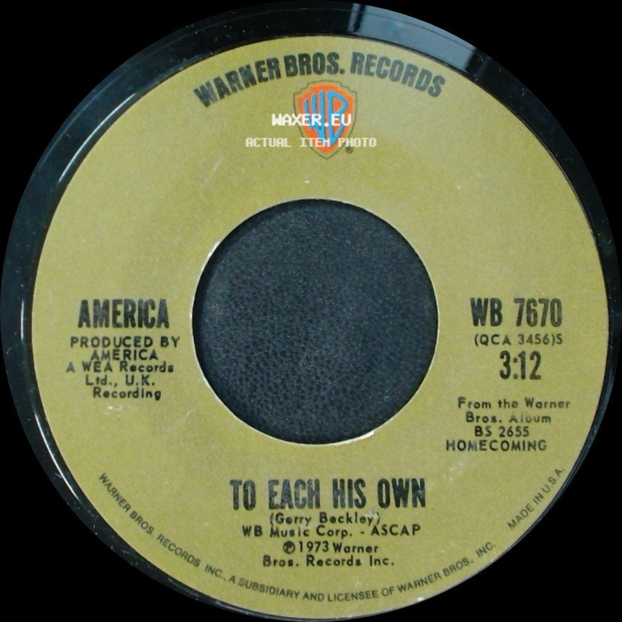 America - To Each His Own / Don't Cross The River side A