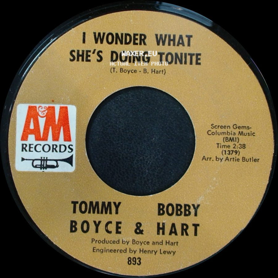 Tommy Boyce & Bobby Hart - I Wonder What She's Doing Tonite / The Ambushers side A