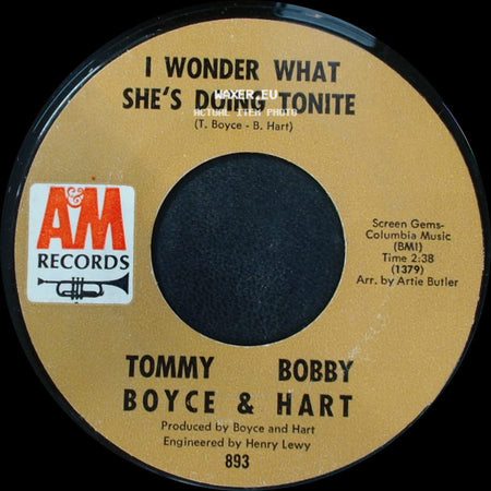 Tommy Boyce & Bobby Hart - I Wonder What She's Doing Tonite / The Ambushers side A