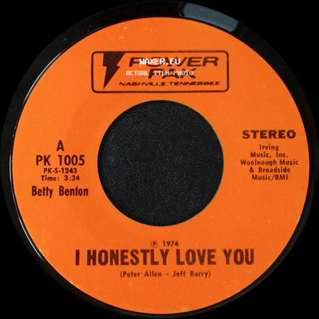 Betty Benton / Evelyn Martin - I Honestly Love You / Keep On Singing side A