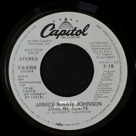 Janice Marie Johnson - Love Me Tonite / Love Me Tonite side B