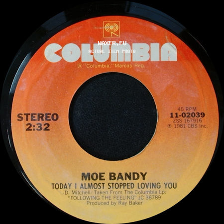 Moe Bandy - My Woman Loves The Devil Out Of Me / Today I Almost Stopped Loving You side B