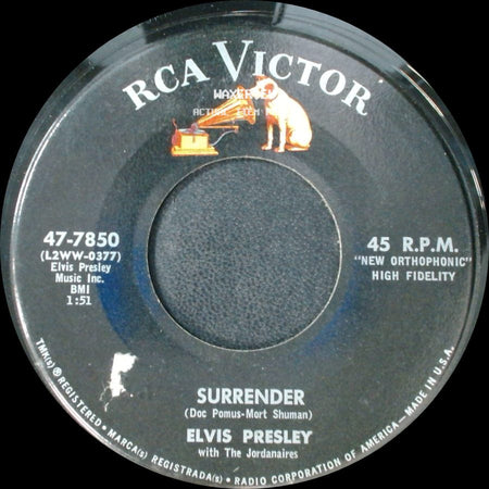 Elvis Presley With The Jordanaires - Lonely Man / Surrender (Doc Pomus - Mort Shuman) side B