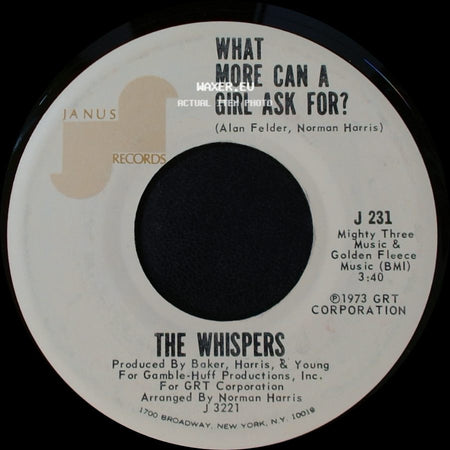 The Whispers - A Mother For My Children / What More Can A Girl Ask For? side B