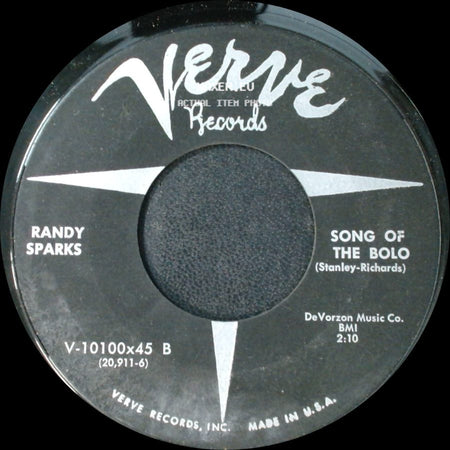 Randy Sparks - I Remember Her / Song Of The Bolo side B