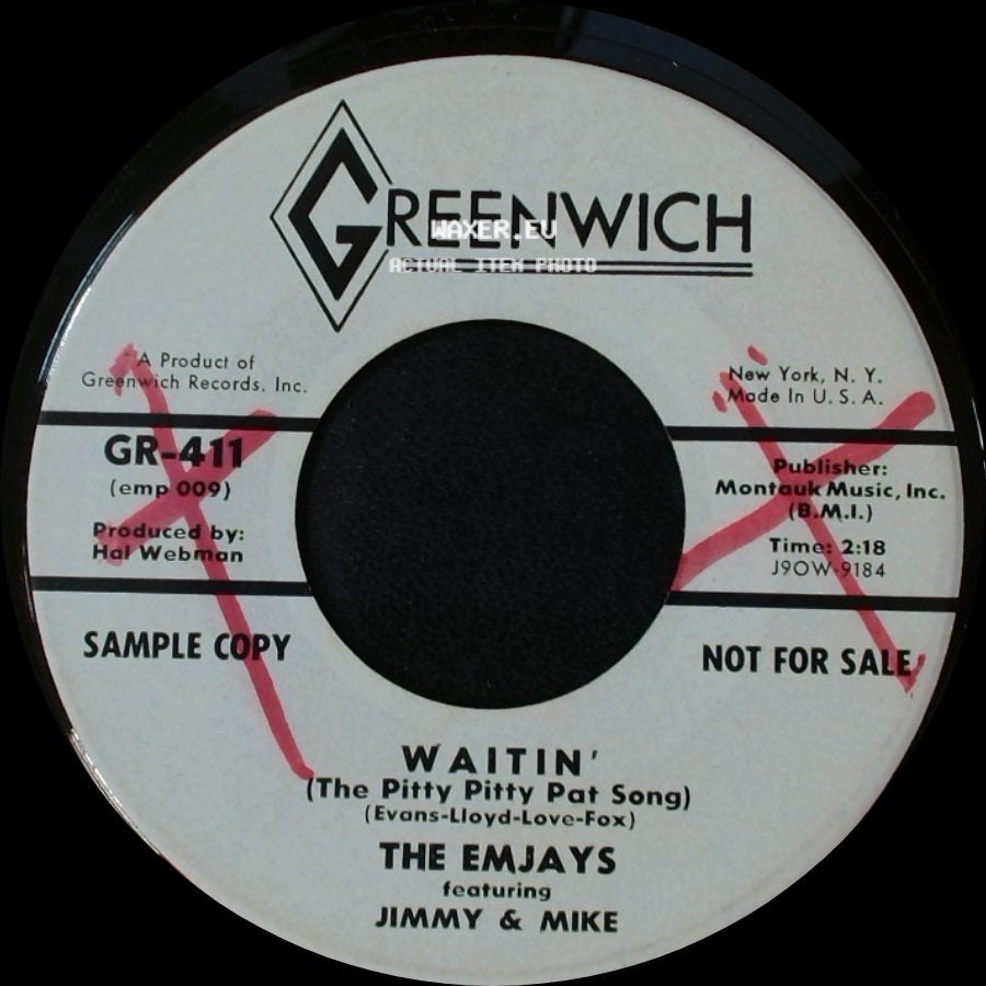 The Emjays Featuring Jimmy & Judy / The Emjays Featuring Jimmy & Mike - This Is My Love / Waitin' (The Pitty Pitty Pat Song) side B