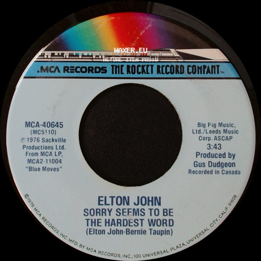 Elton John - Sorry Seems To Be The Hardest Word / Shoulder Holster side A