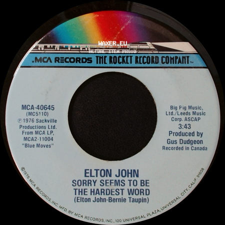 Elton John - Sorry Seems To Be The Hardest Word / Shoulder Holster side A