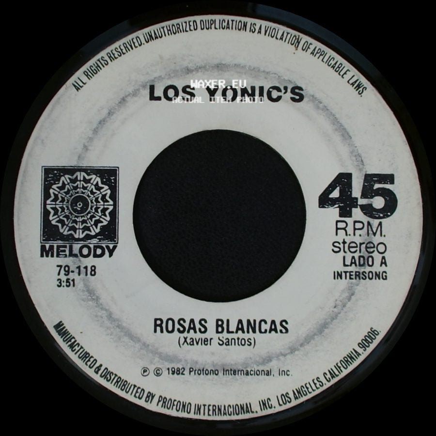 Los Yonic's - Rosas Blancas / Maricela side A