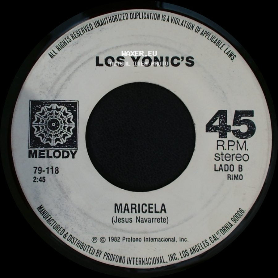 Los Yonic's - Rosas Blancas / Maricela side B