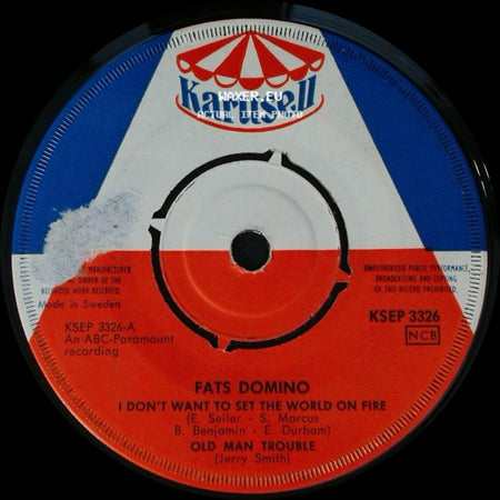 Fats Domino - Lazy Lady / I'm A Fool To Care / I Don't Want To Set The World On Fire / Old Man Trouble side B