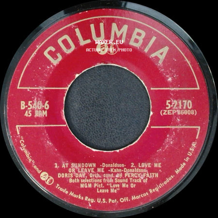 Doris Day - It All Depends On You / You Made Me Love You (I Didn't Want To Do It) / At Sundown / Love Me Or Leave Me side B