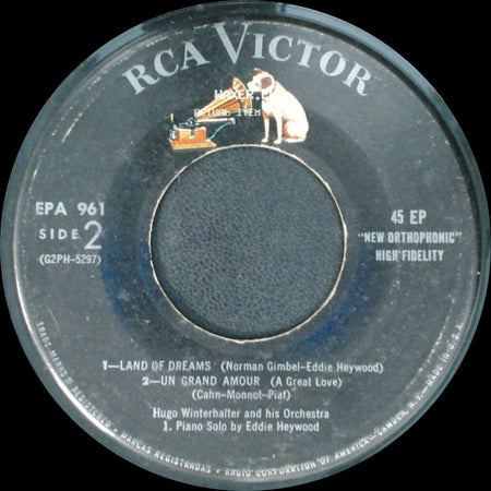 Hugo Winterhalter And His Orchestra - Unknown Title A / Land Of Dreams / Un Grand Amour (A Great Love) side B