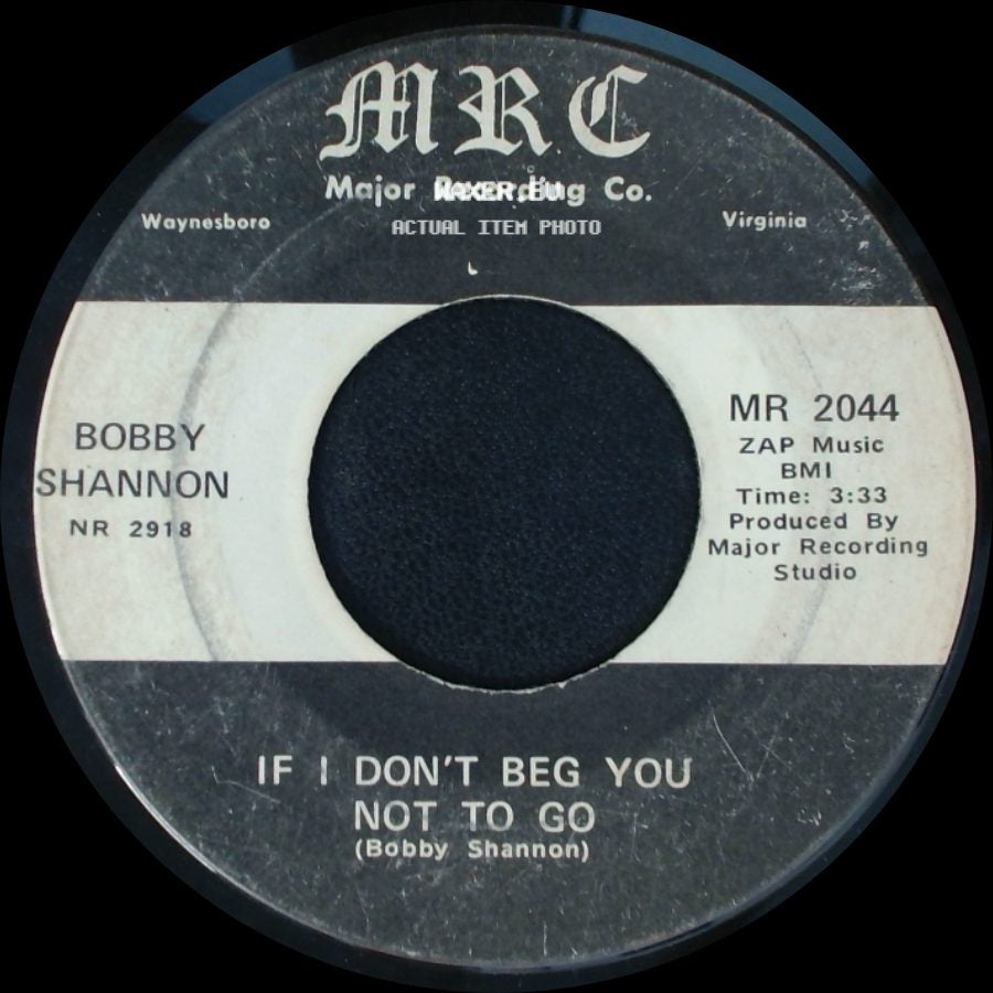 Bobby Shannon - Country Boy's Memory / If I Don't Beg You Not To Go side B