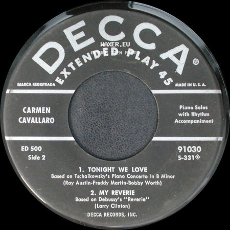Carmen Cavallaro - 1. The Lamp Is Low / 2. Moon Love / Unknown Title B side B