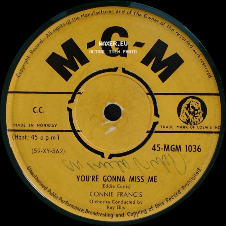 Connie Francis - Plenty Good Lovin' / You're Gonna Miss Me side B