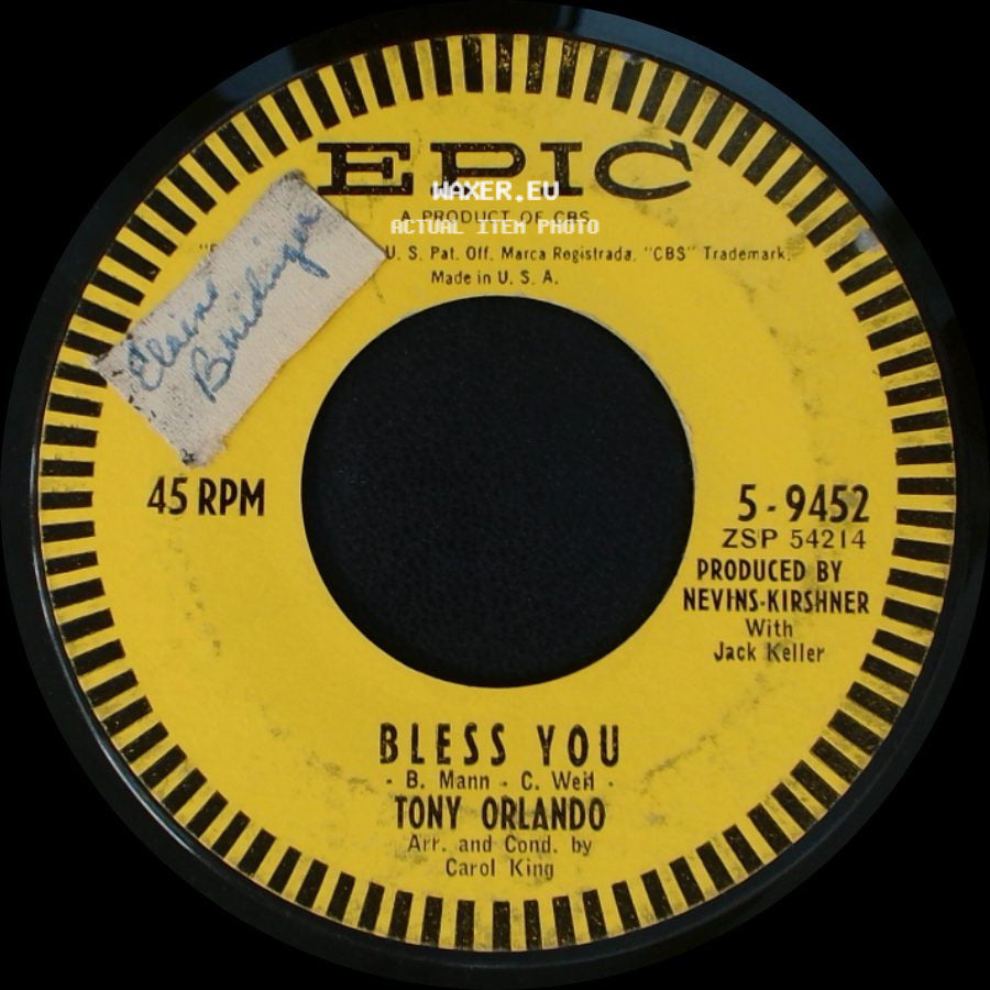 Tony Orlando - Am I The Guy / Bless You side B