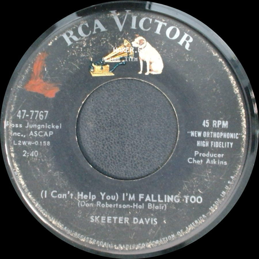 Skeeter Davis - No Never / (I Can't Help You) I'm Falling Too side B