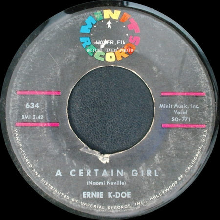 Ernie K-Doe - I Cried My Last Tear / A Certain Girl side B