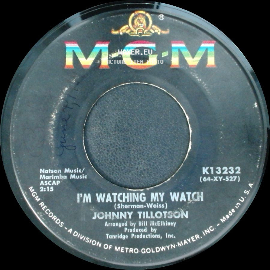 Johnny Tillotson - I Rise, I Fall / I'm Watching My Watch side B