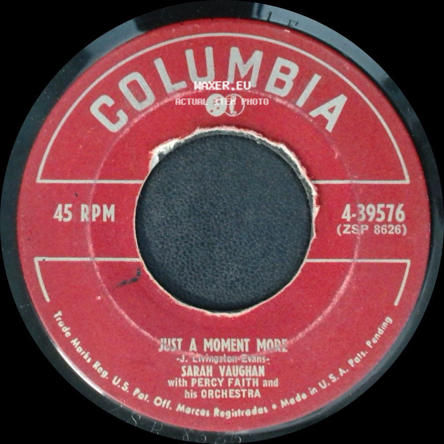Sarah Vaughan With Percy Faith And His Orchestra - I Ran All The Way Home / Just A Moment More side B