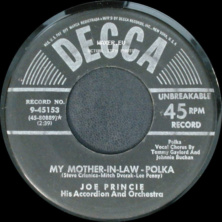 Joe Princie - My Mother-In-Law - Polka / Katy's A Lady - Polka side A