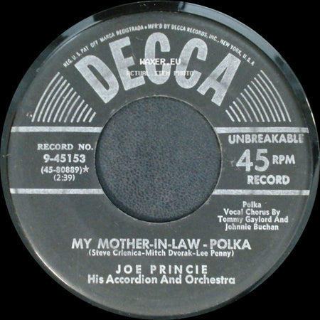 Joe Princie - My Mother-In-Law - Polka / Katy's A Lady - Polka side A