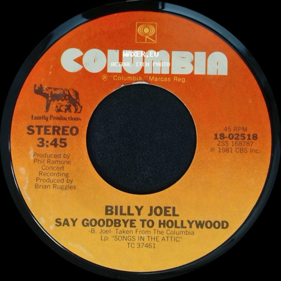 Billy Joel - Say Goodbye To Hollywood / Summer, Highland Falls side A