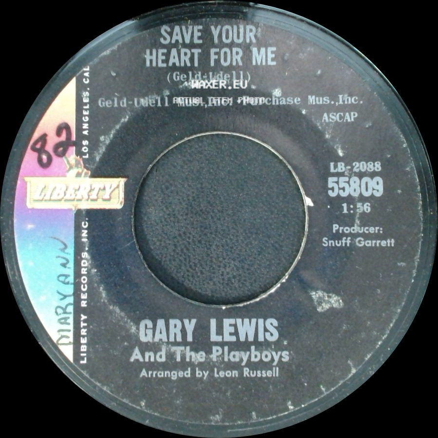 Gary Lewis And The Playboys - Without A Word Of Warning / Save Your Heart For Me side B