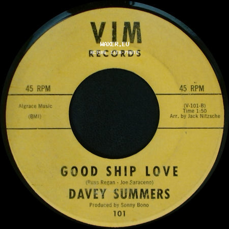 Davey Summers - Calling All Cars / Good Ship Love side B