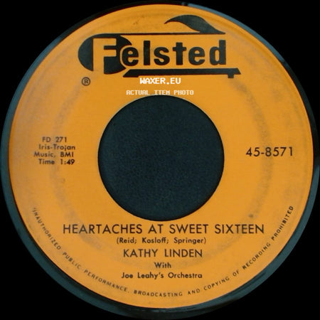 Kathy Linden - Goodbye Jimmy, Goodbye / Heartaches At Sweet Sixteen side B