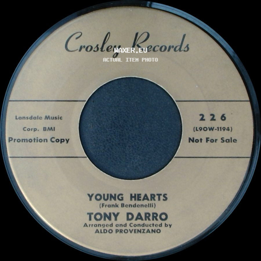 Tony Darro - Sad, Sad And Lonely / Young Hearts side B
