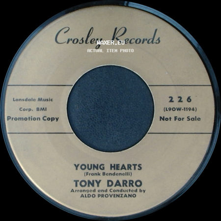 Tony Darro - Sad, Sad And Lonely / Young Hearts side B