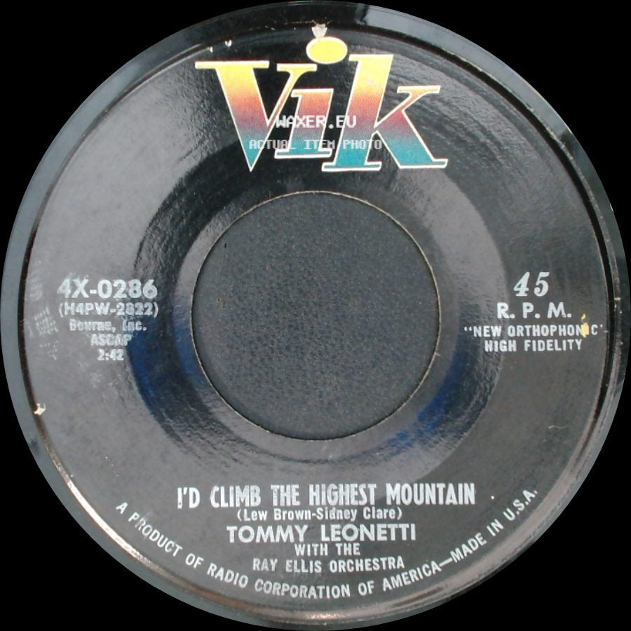 Tommy Leonetti With The Ray Ellis Orchestra / Tommy Leonetti - Precious Love / I'd Climb The Highest Mountain side B