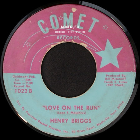 Henry Briggs - Miss Pauline / Love On The Run side B