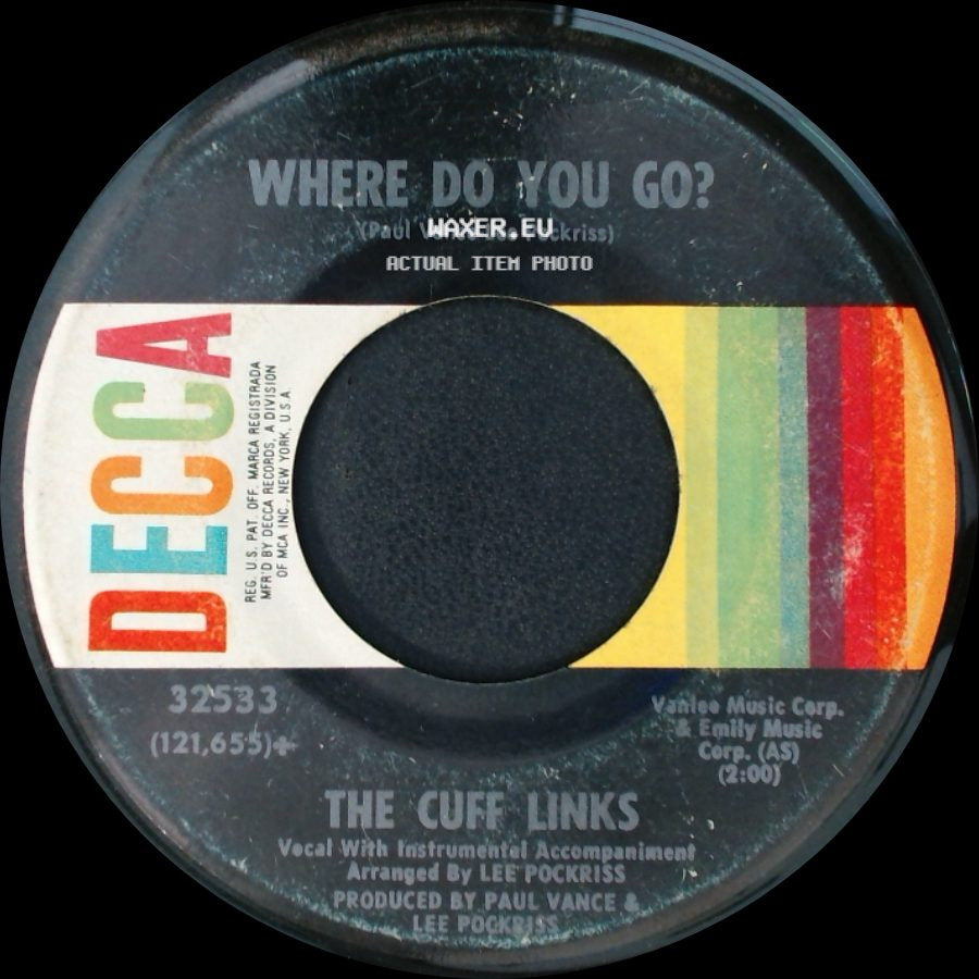 The Cuff Links - Tracy / Where Do You Go? side B