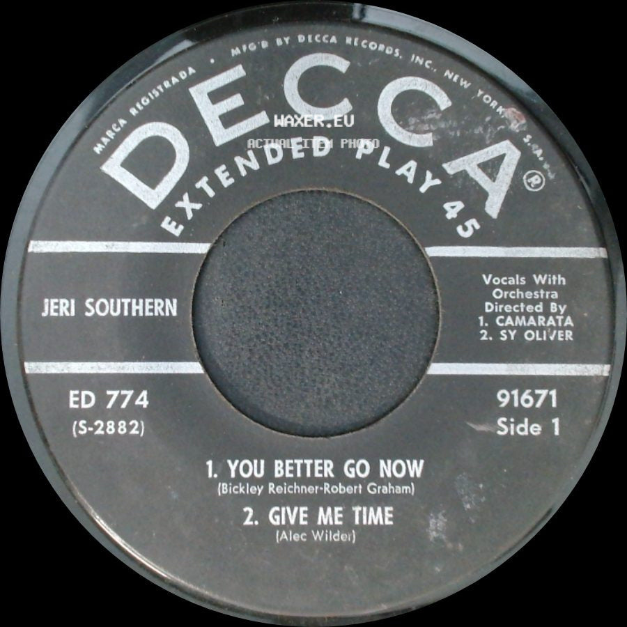 Jeri Southern - Unknown Title A / Dancing On The Ceiling / Speak Softly To Me side A