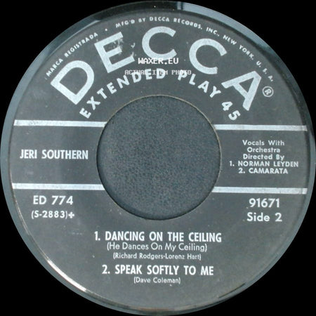 Jeri Southern - Unknown Title A / Dancing On The Ceiling / Speak Softly To Me side B