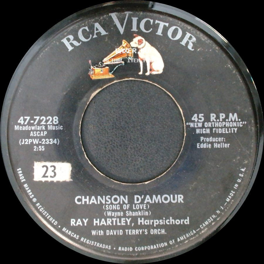 Ray Hartley, Piano With David Terry's Orch. / Ray Hartley, Harpsichord - Beautiful Love / Chanson D'amour (Song Of Love) side B
