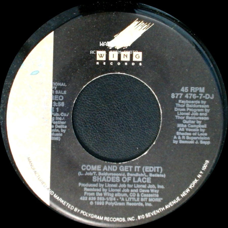 Shades Of Lace - Come And Get It (Edit) / Come And Get It (Edit) side B