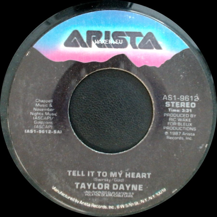 Taylor Dayne - Tell It To My Heart / Tell It To My Heart (Instrumental Version) side A
