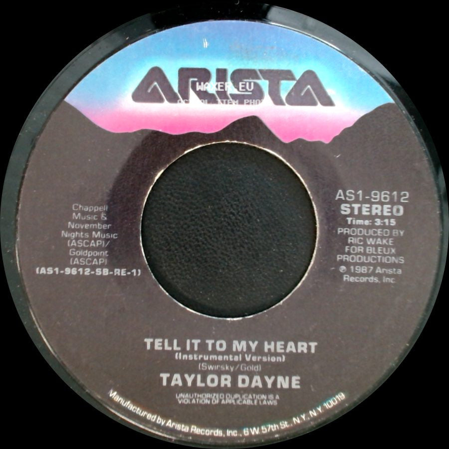 Taylor Dayne - Tell It To My Heart / Tell It To My Heart (Instrumental Version) side B