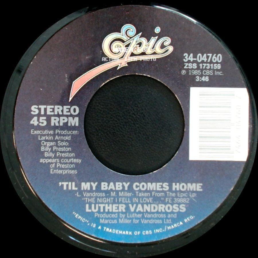 Luther Vandross - 'til My Baby Comes Home / 'til My Baby Comes Home/Instrumental Version side A