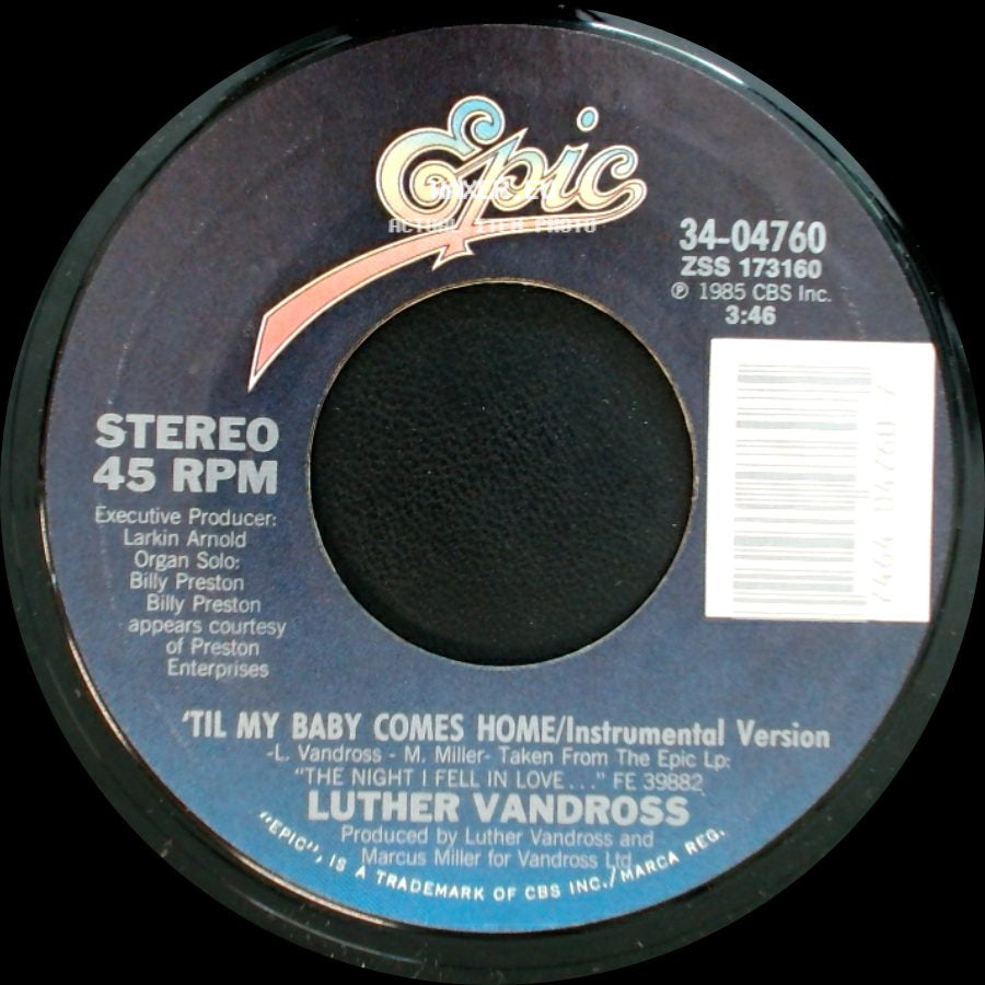 Luther Vandross - 'til My Baby Comes Home / 'til My Baby Comes Home/Instrumental Version side B